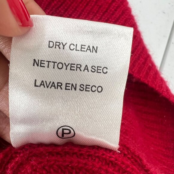 Velvet by Graham & Spencer XS 100% Cashmere Sweater Red Contrast Stripe Sleeve - Picture 5 of 9